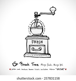 Hand drawn cafe poster illustration - vector