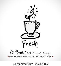 Hand drawn cafe poster illustration - vector