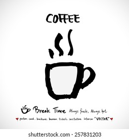 Hand drawn cafe poster illustration - vector