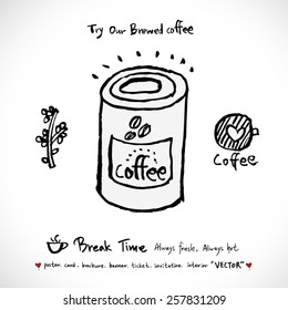Hand drawn cafe poster illustration - vector