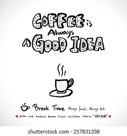 Hand drawn cafe poster illustration - vector
