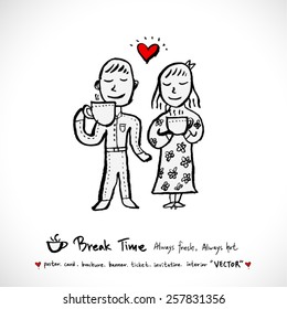 Hand drawn cafe poster illustration - vector