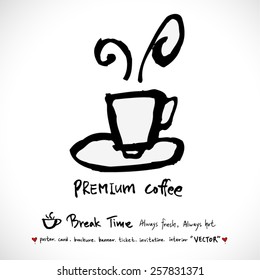 Hand drawn cafe poster illustration - vector