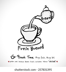 Hand drawn cafe poster illustration - vector