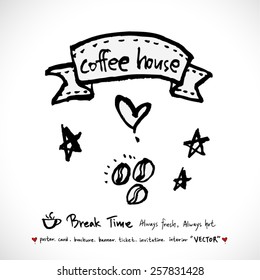 Hand drawn cafe poster illustration - vector