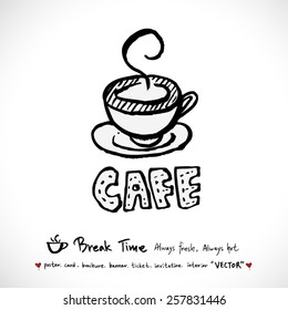 Hand drawn cafe poster illustration - vector