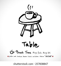 Hand drawn cafe poster illustration - vector