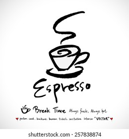 Hand drawn cafe poster illustration - vector