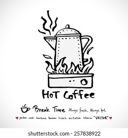Hand drawn cafe poster illustration - vector