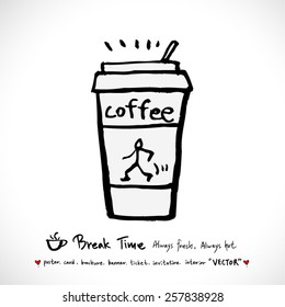 Hand drawn cafe poster illustration - vector