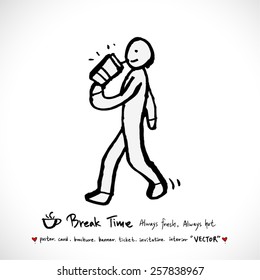 Hand drawn cafe poster illustration - vector