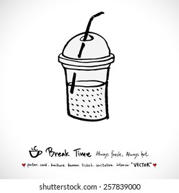 Hand drawn cafe poster illustration - vector