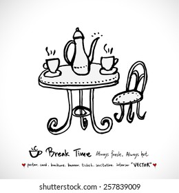 Hand drawn cafe poster illustration - vector