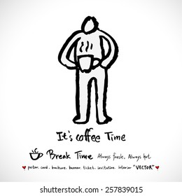 Hand drawn cafe poster illustration - vector