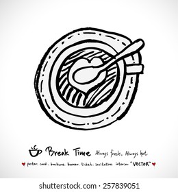 Hand drawn cafe poster illustration - vector