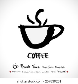 Hand drawn cafe poster illustration - vector