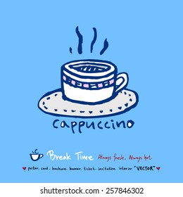 Hand drawn cafe poster illustration - vector