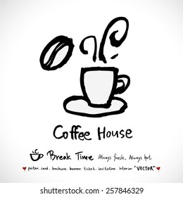 Hand drawn cafe poster illustration - vector