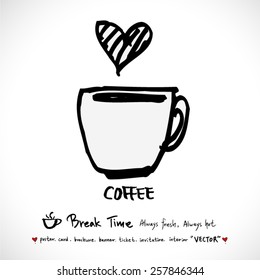 Hand drawn cafe poster illustration - vector