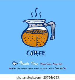 Hand drawn cafe poster illustration - vector