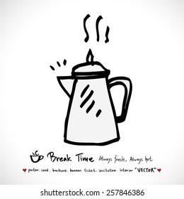 Hand drawn cafe poster illustration - vector