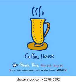 Hand drawn cafe poster illustration - vector