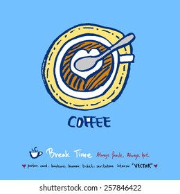 Hand drawn cafe poster illustration - vector