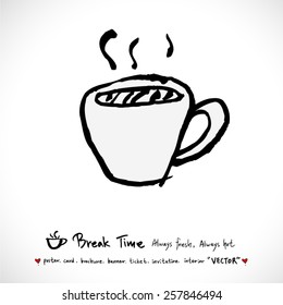 Hand drawn cafe poster illustration - vector