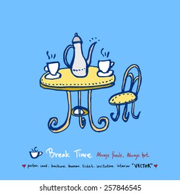 Hand drawn cafe poster illustration - vector