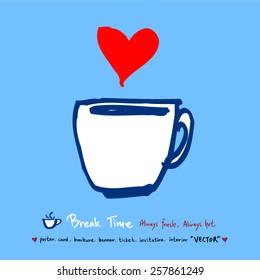 Hand drawn cafe poster illustration - vector