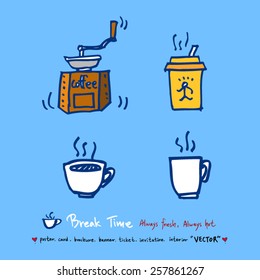 Hand drawn cafe poster illustration - vector