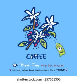 Hand drawn cafe poster illustration - vector