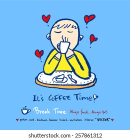 Hand drawn cafe poster illustration - vector