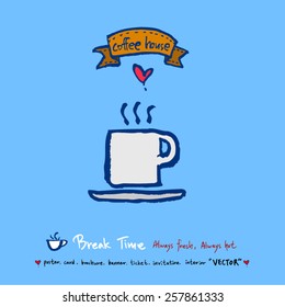 Hand drawn cafe poster illustration - vector