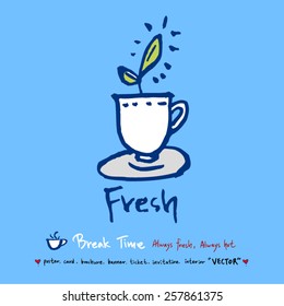 Hand drawn cafe poster illustration - vector