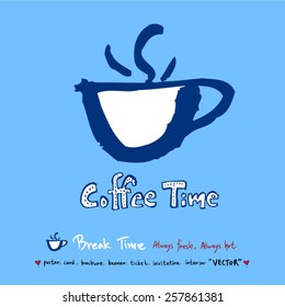 Hand drawn cafe poster illustration - vector