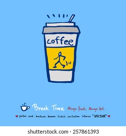 Hand drawn cafe poster illustration - vector