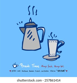 Hand drawn cafe poster illustration - vector