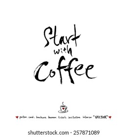 Hand drawn cafe poster illustration - vector