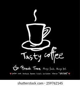 Hand drawn cafe poster illustration - vector