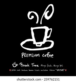 Hand drawn cafe poster illustration - vector