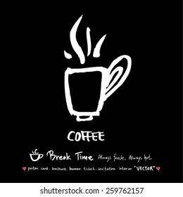 Hand drawn cafe poster illustration - vector