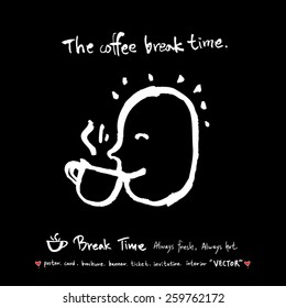 Hand drawn cafe poster illustration - vector