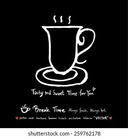 Hand drawn cafe poster illustration - vector