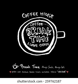 Hand drawn cafe poster illustration - vector
