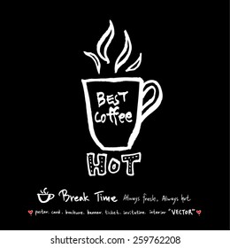 Hand drawn cafe poster illustration - vector