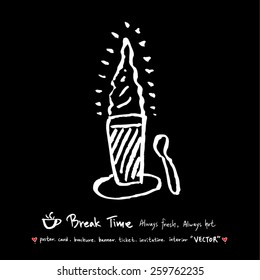 Hand drawn cafe poster illustration - vector