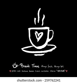 Hand drawn cafe poster illustration - vector