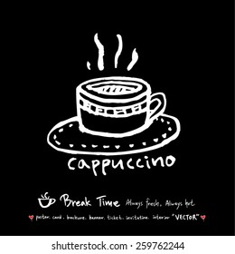 Hand drawn cafe poster illustration - vector