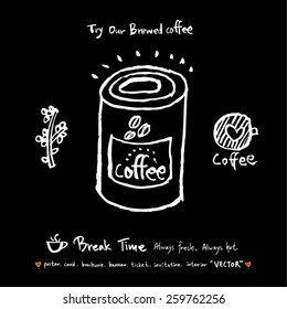 Hand drawn cafe poster illustration - vector